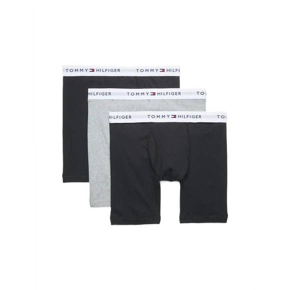 NEW TOMMY HILFIGER men's 3-pack cotton classic boxer brief in black/grey - Picture 1 of 1